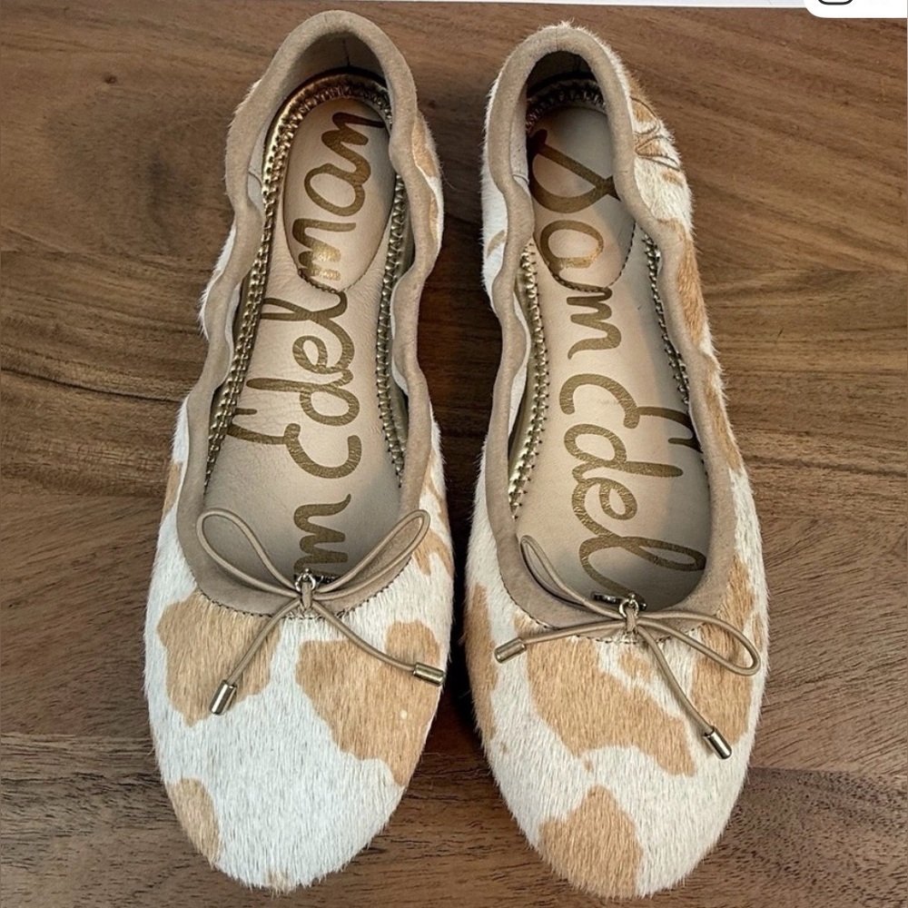 New Womens Sam Edelman Felicia Natural Calf Hair Ballet Flats Size 6 M